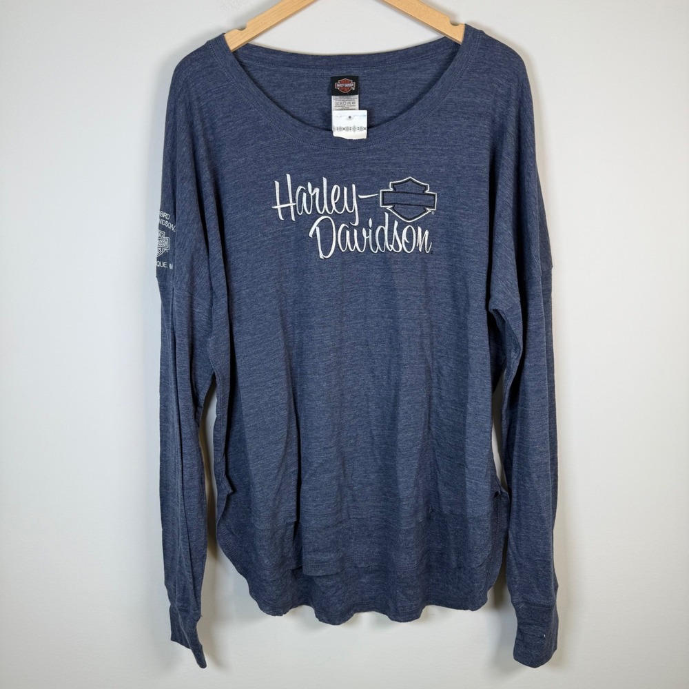 NEW‎ Harley Davidson Women's Moto Biker Long Sleeve Graphic T Shirt XL NWT